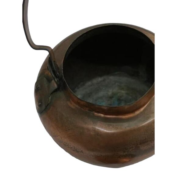 Dovetail Copper Tea Kettle Cramp Seam Antique Copper Handle Marked 4 Coppersmith - Picture 3 of 14